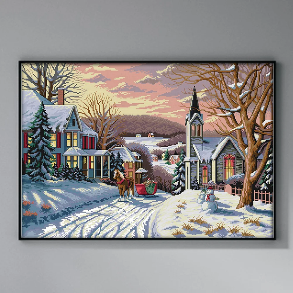 DIY Stamped Cross Stitch 14CT Full Embroidery 58*44cm - Snow Scene