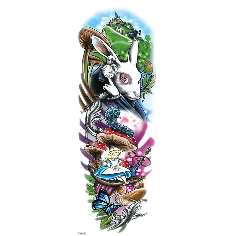 Large Arm Sleeve Tattoo Dragon Tiger Waterproof Temporary Tatoo Sticker Skull Totem Tatto