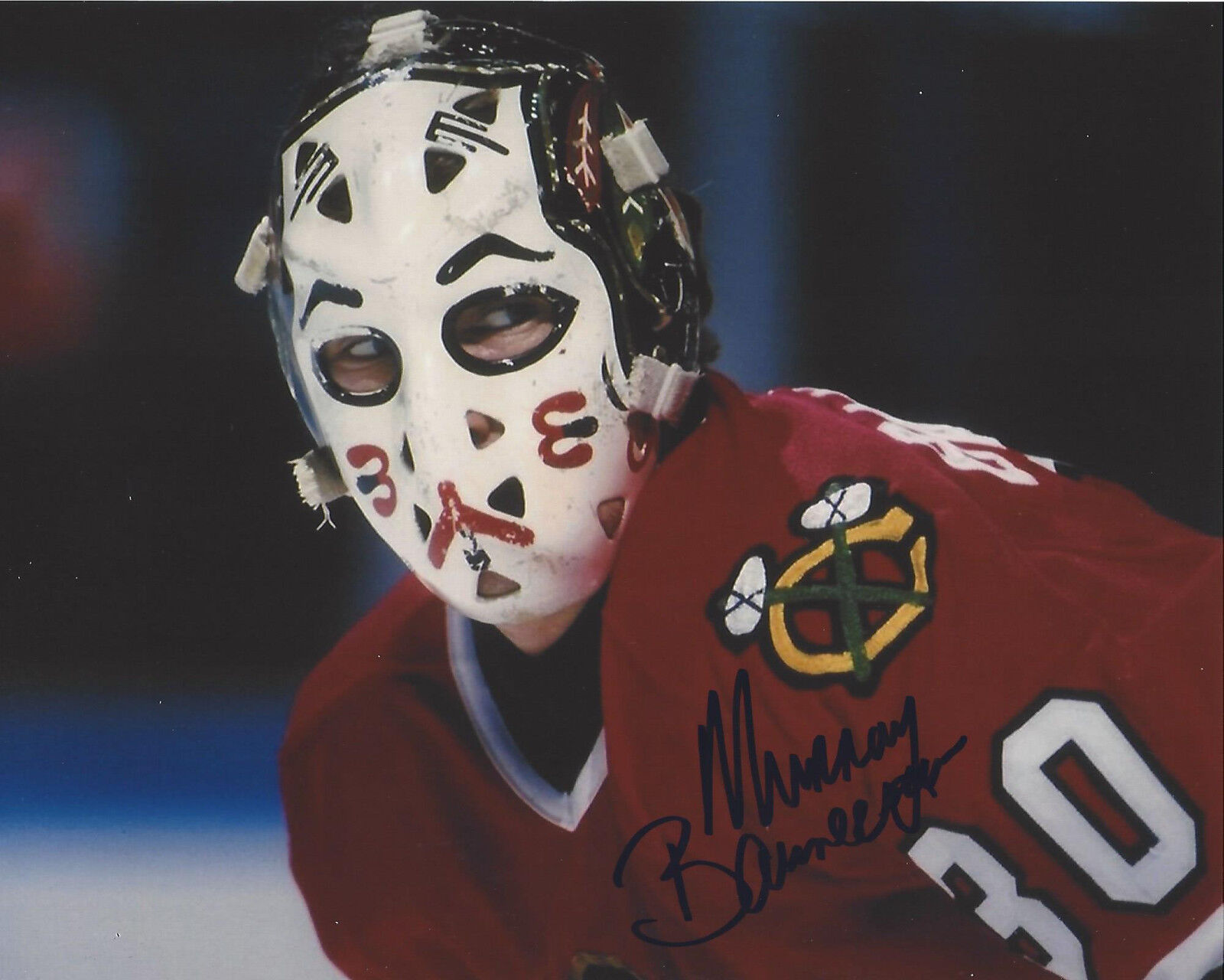 CHICAGO BLACKHAWKS MURRAY BANNERMAN HAND SIGNED AUTHENTIC 8X10 Photo Poster painting 6 w/COA