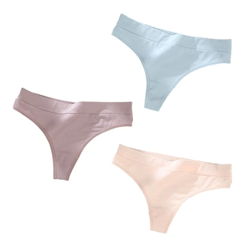 3Pcs/Lot Women's Cotton Thong Panties String Underwear Women Briefs Sexy Lingerie Pants Intimate Ladies Low-Rise G-String