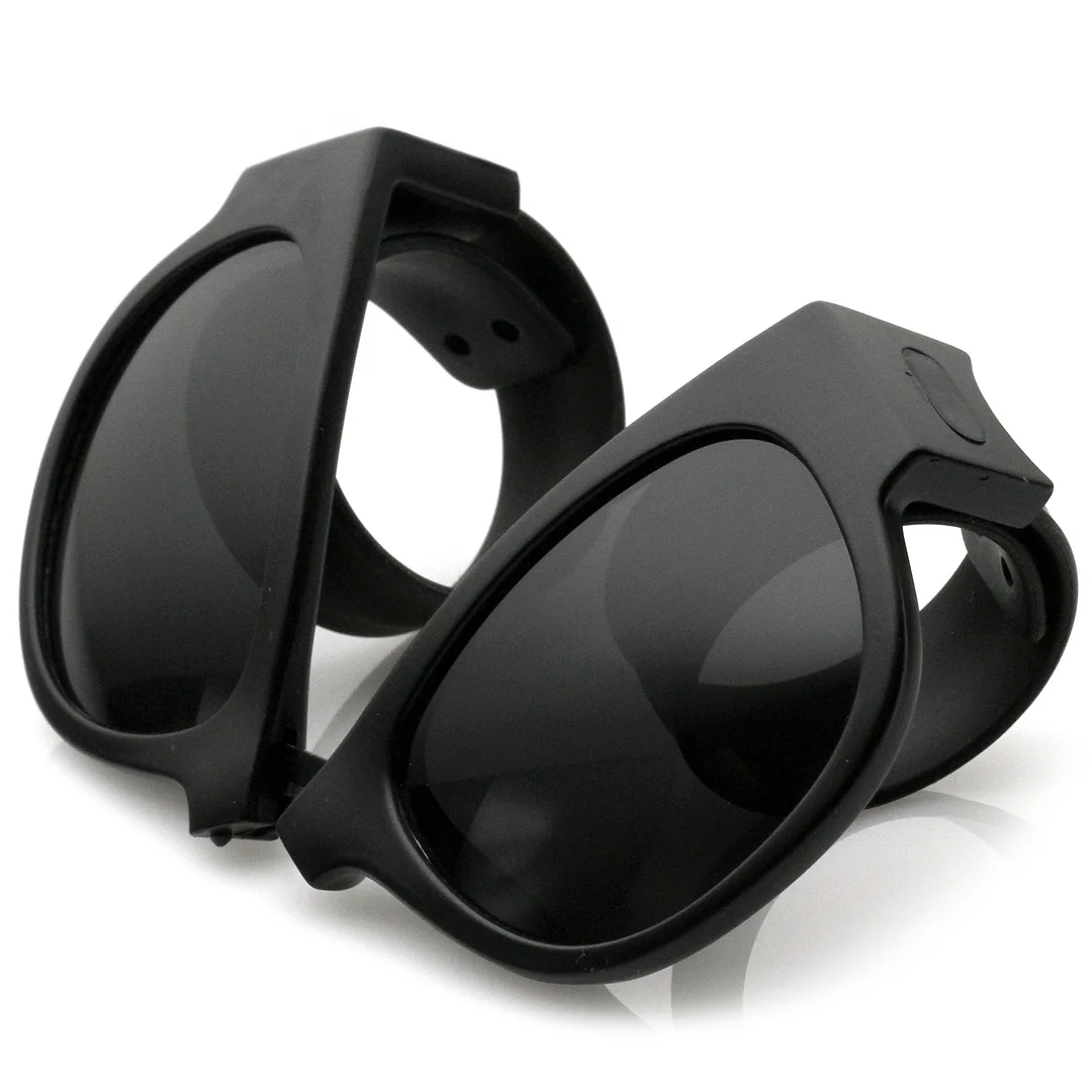 Portable Rubber Snap Arms Square Lens Foldable Horn Rimmed glasses 53mm