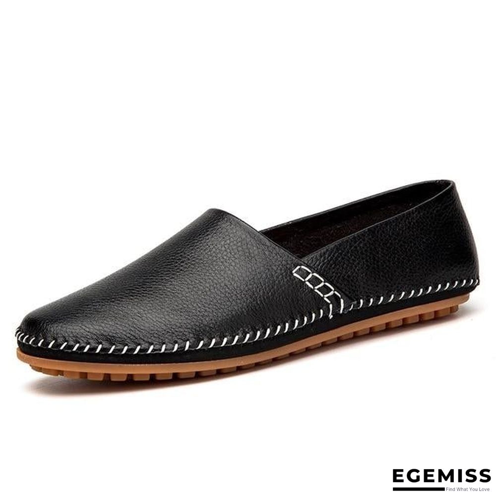 Men Non-slip Fashion Slip On Genuine Leather Flats Moccasins Loafers Shoes | EGEMISS