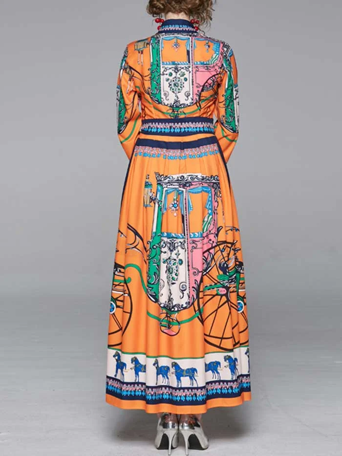 Women's New Ribbon French Printed One-piece Dress