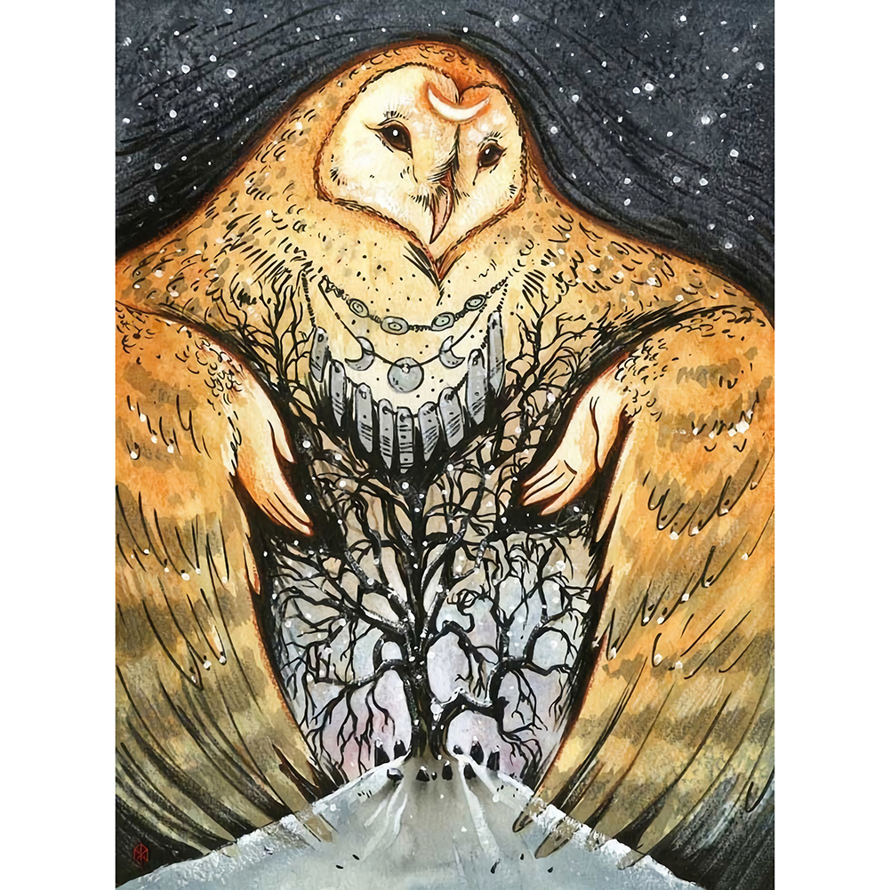 

30*40CM - Round Drill Diamond Painting - Owl, 501 Original