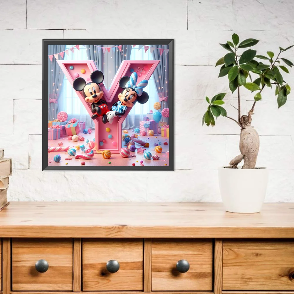 Full Round Diamond Painting 40*40cm - Mickey Minnie Alphabet