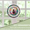 (18.5cm)DIY Acrylic Jigsaw Puzzle Window Hanging with Hanging Chain DIY Stained Glass Decoration Round Window Puzzle Decor for DIY Craft Project (Butterfly Beauty)
