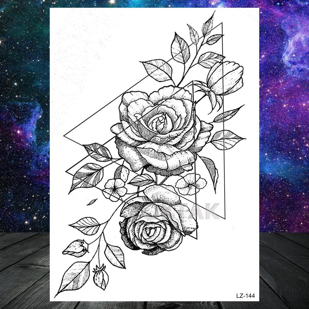 COKTAK Sexy Watercolor Lavender SweetPeas Flower Blossom Temporary Tattoos Sticker Fake Tattoo For Women Girl Art Daisy Tatoos