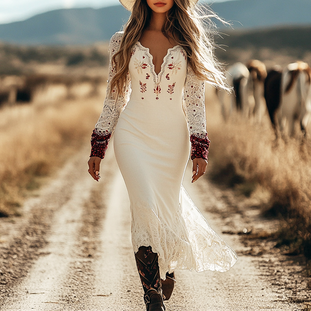 Women's Country Retro Elegant Long Skirt Dress