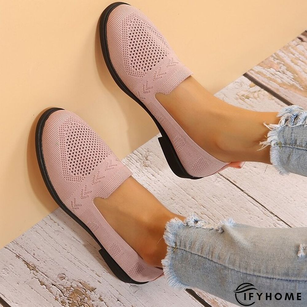 Women's Slip-Ons Comfort Shoes Daily Flat Heel Round Toe Casual Minimalism Knit Loafer Solid Colored Black Rosy Pink Burgundy | IFYHOME