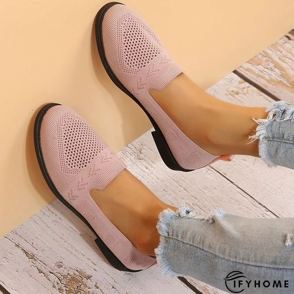 Women's Slip-Ons Comfort Shoes Daily Flat Heel Round Toe Casual Minimalism Knit Loafer Solid Colored Black Rosy Pink Burgundy | IFYHOME