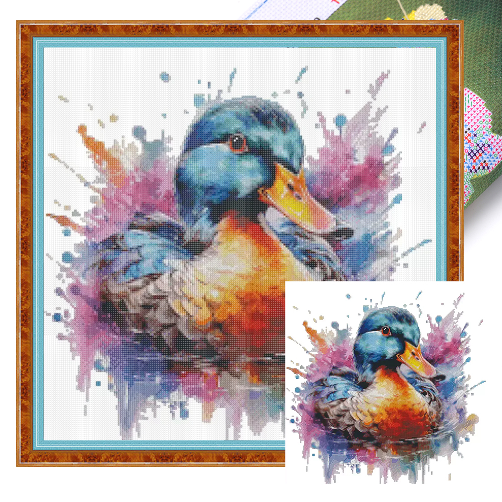 Watercolor duck Partial 14CT Pre-stamped Canvas(50*50cm) Cross Stitch
