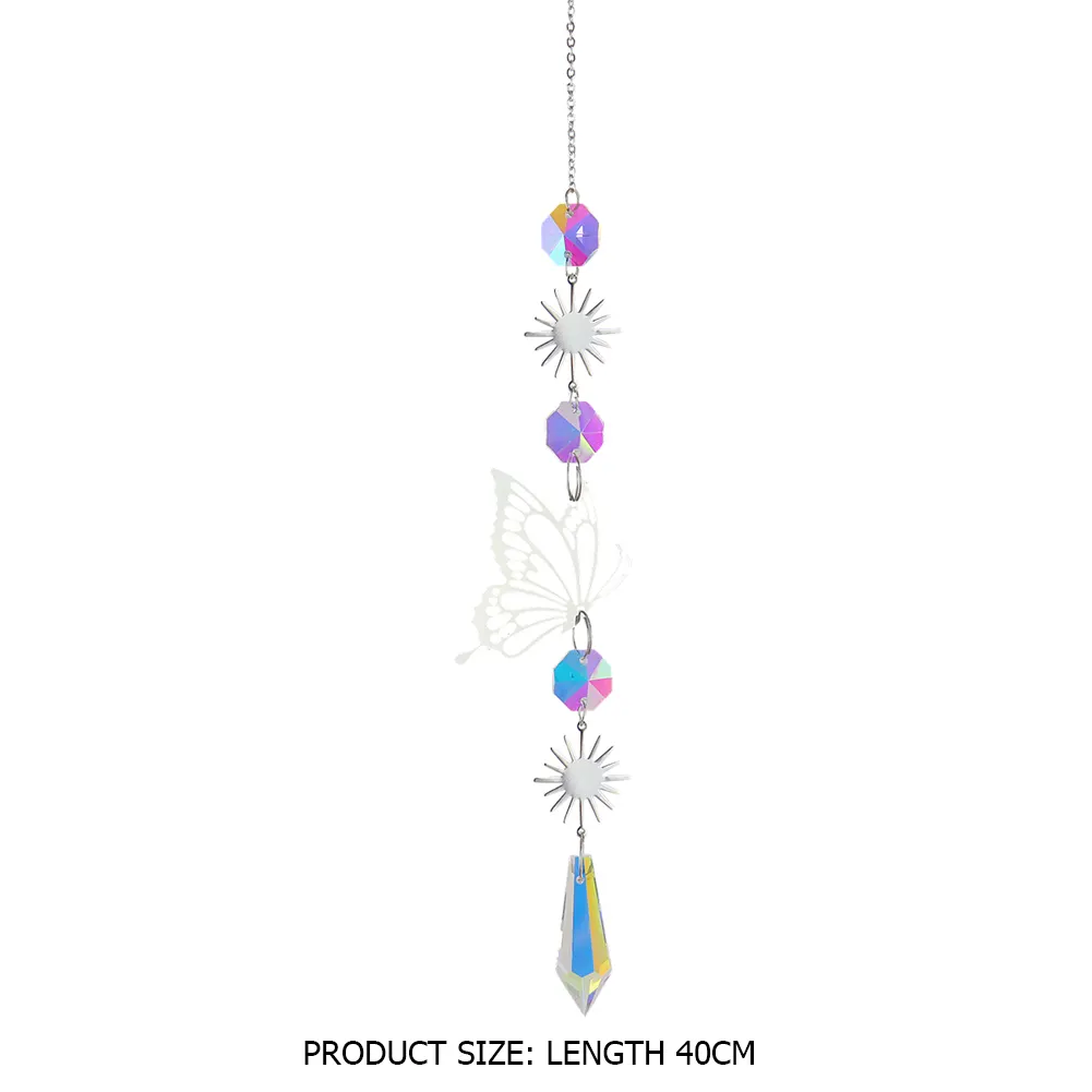 Wind Chime Crystal Light Catcher Butterfly Devil Eye Ornaments Home Decor