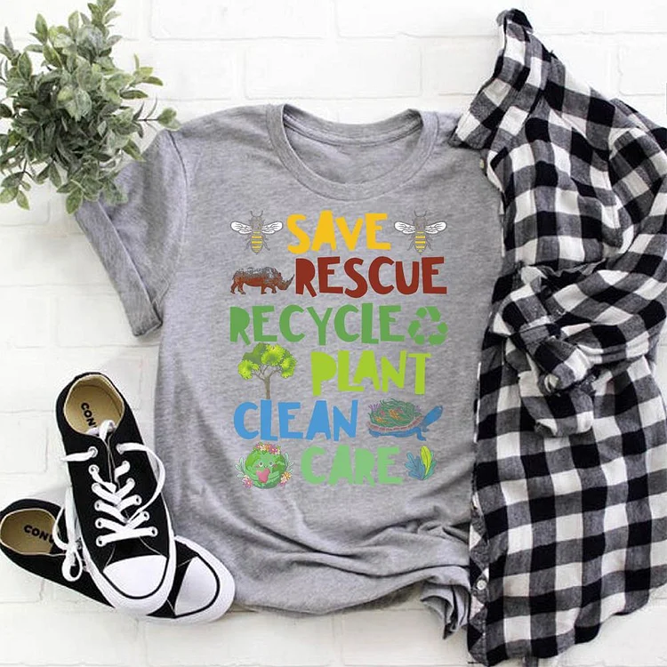Save Bees Rescue Animals Recycle Plastic T-shirt Tee-07065-Annaletters