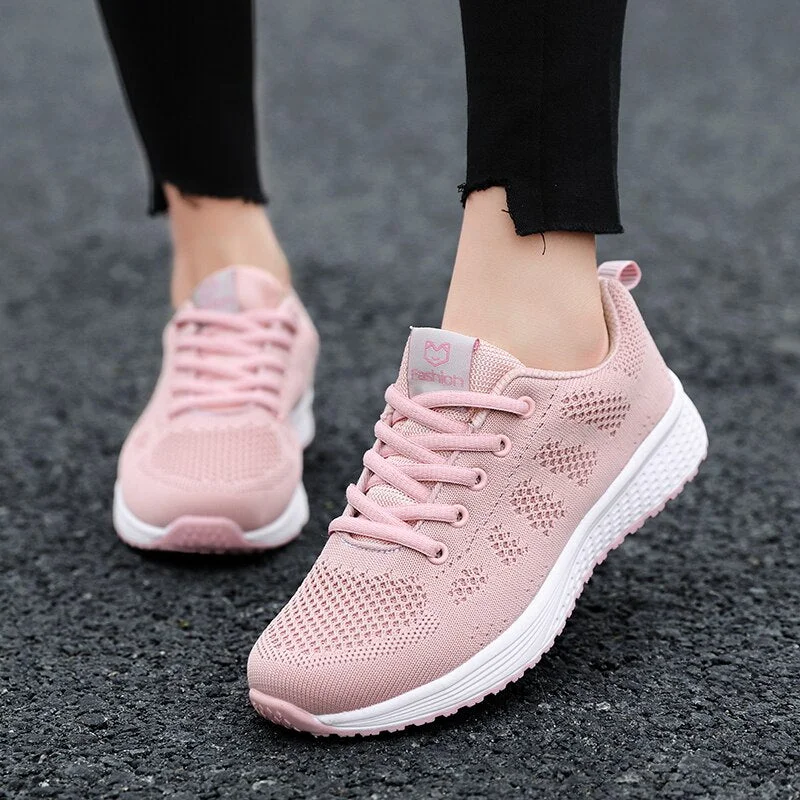 Casual Shoes For Women Fashion Breathable Walking Mesh Flat Shoes Sneakers Women 2021 Gym Vulcanized Shoes White Female Footwear