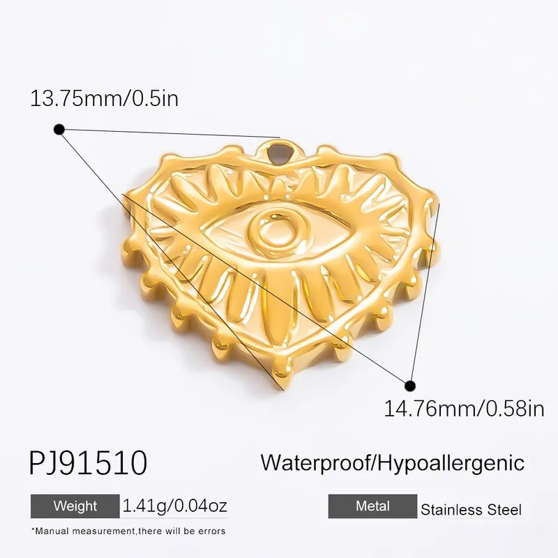 1 Piece 16.47mm 304 Stainless Steel Zircon Geometric Heart Shape Eye Pendant Jewelry Accessories