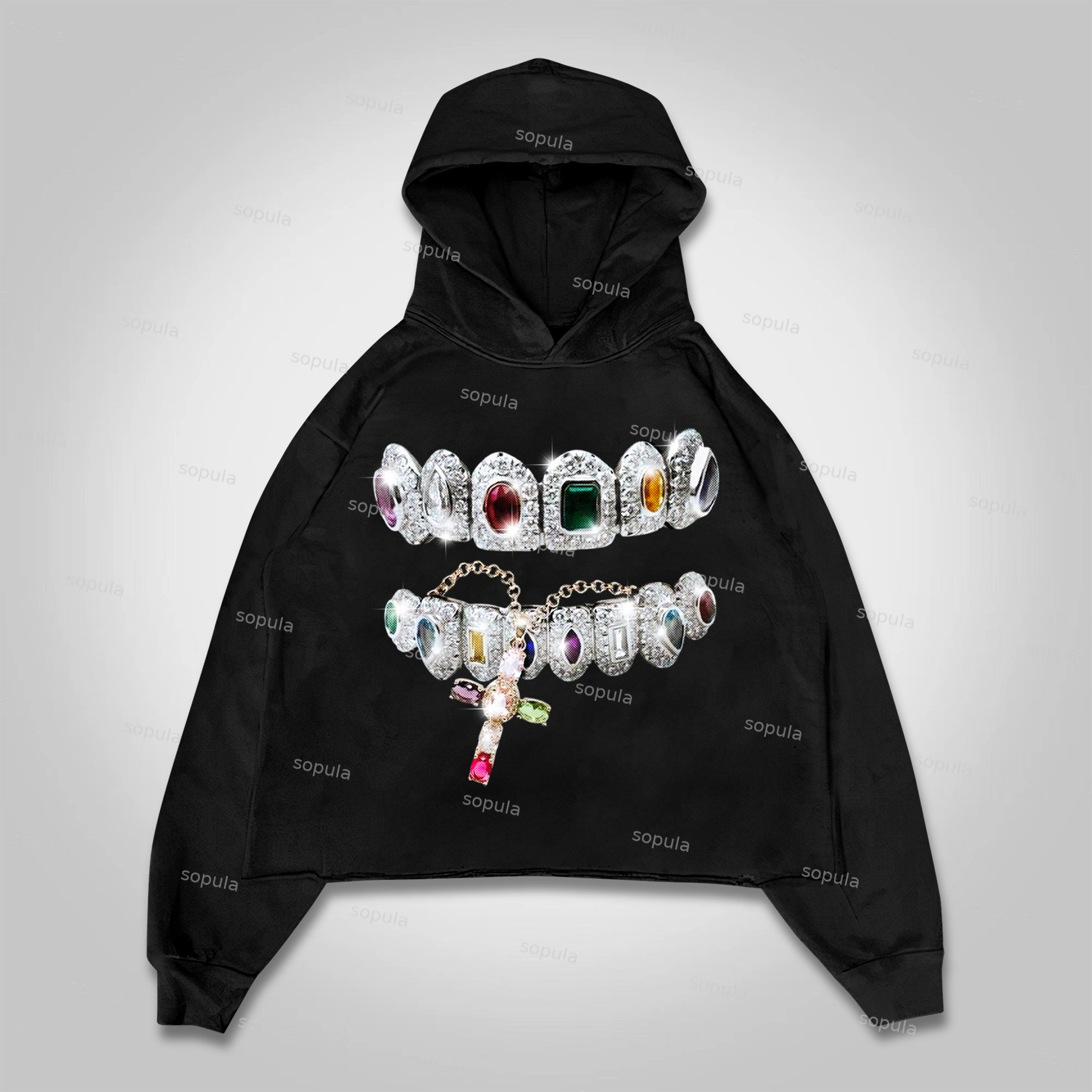 Sopula Vintage Diamond Cross Brace Graphic Pocketless Hoodie