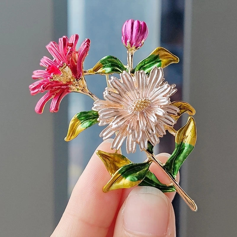 Minimalist Pin Flower Alloy Enamel Plating Women’s Brooches