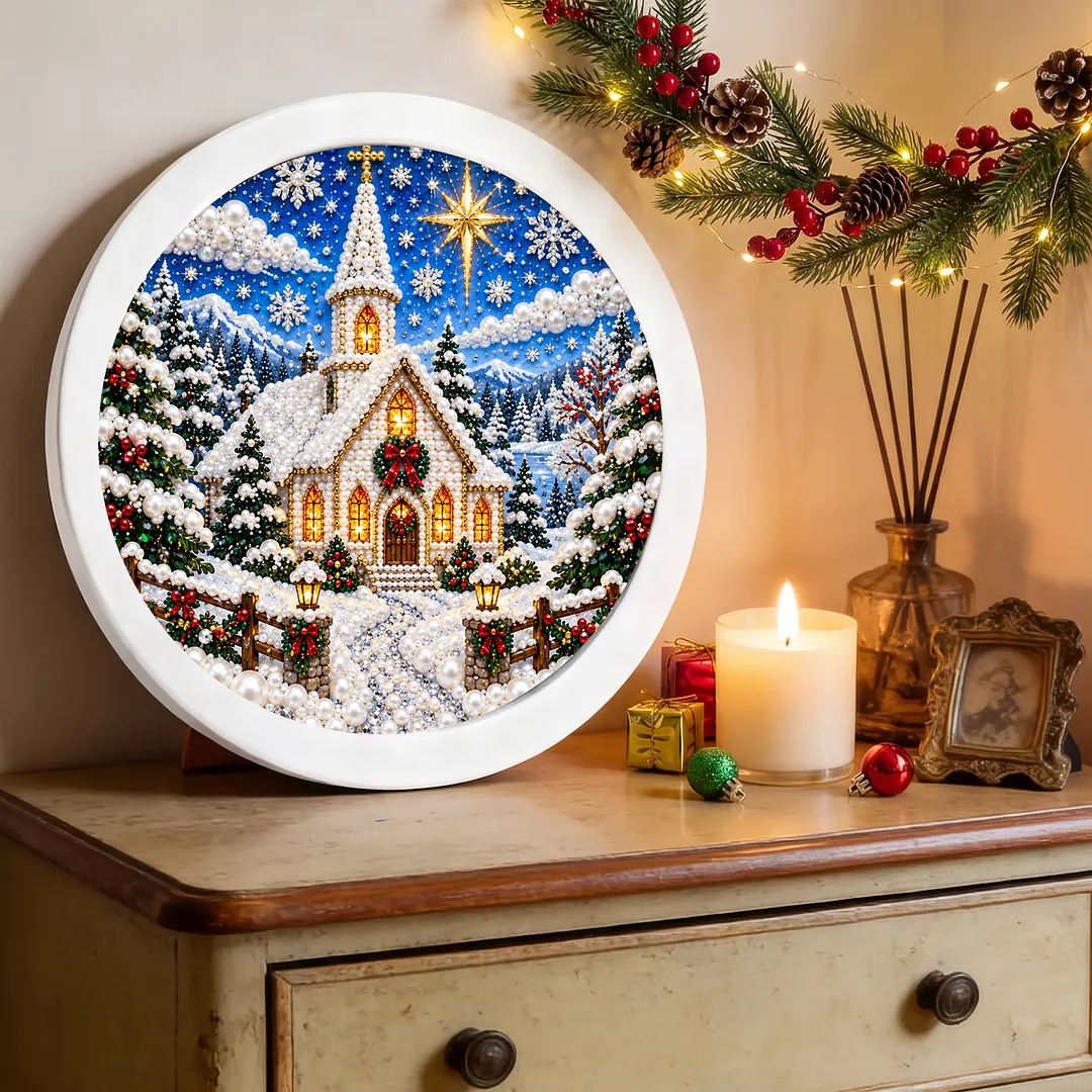 Framed Pearl Painting Craft Kit Church Holiday 7.87x7.87in