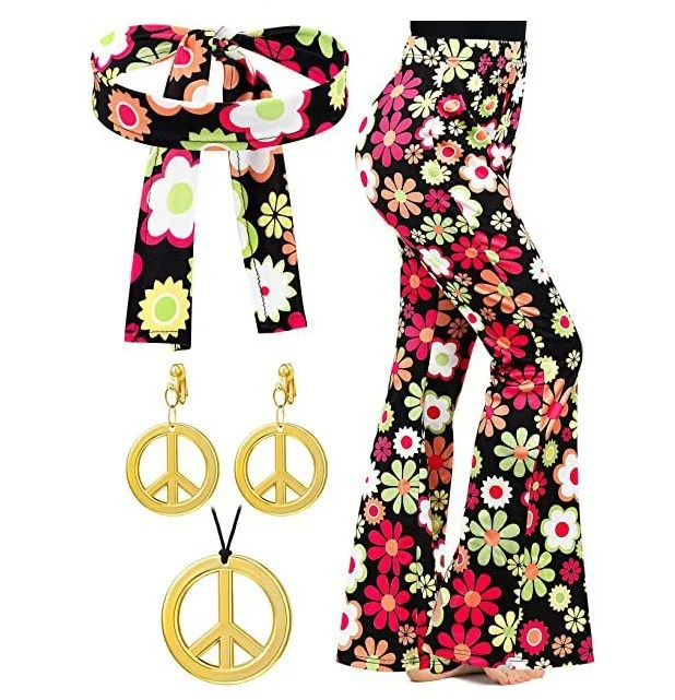 Athvotar Athvotar Halloween Print Flares 70S Hippie Retro Print Headband Bohemian