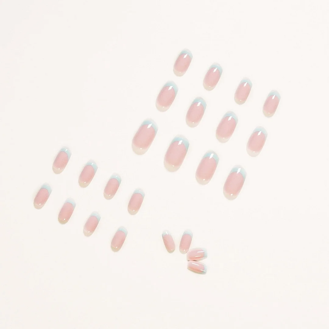 Fake Nails Mint Green French Style Full Cover Fake Nails DIY Glue Press On Nails Nail Supplies For Professionals-Nail Inspo