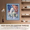 American Flag And Wolf - Full Embroidery 3 Strands 11CT Stamped Cross Stitch - 45*60CM - Large Size