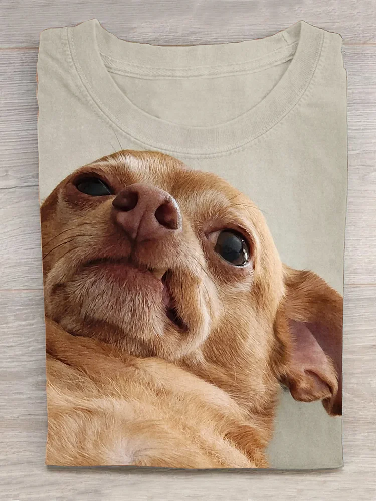Dog Funny Art Printed Casual T-Shirt socialshop