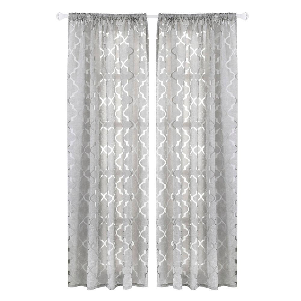 

Lantern Cut Flower Bubble Print Window Drapes Half Blackout Curtain (Gray, 501 Original