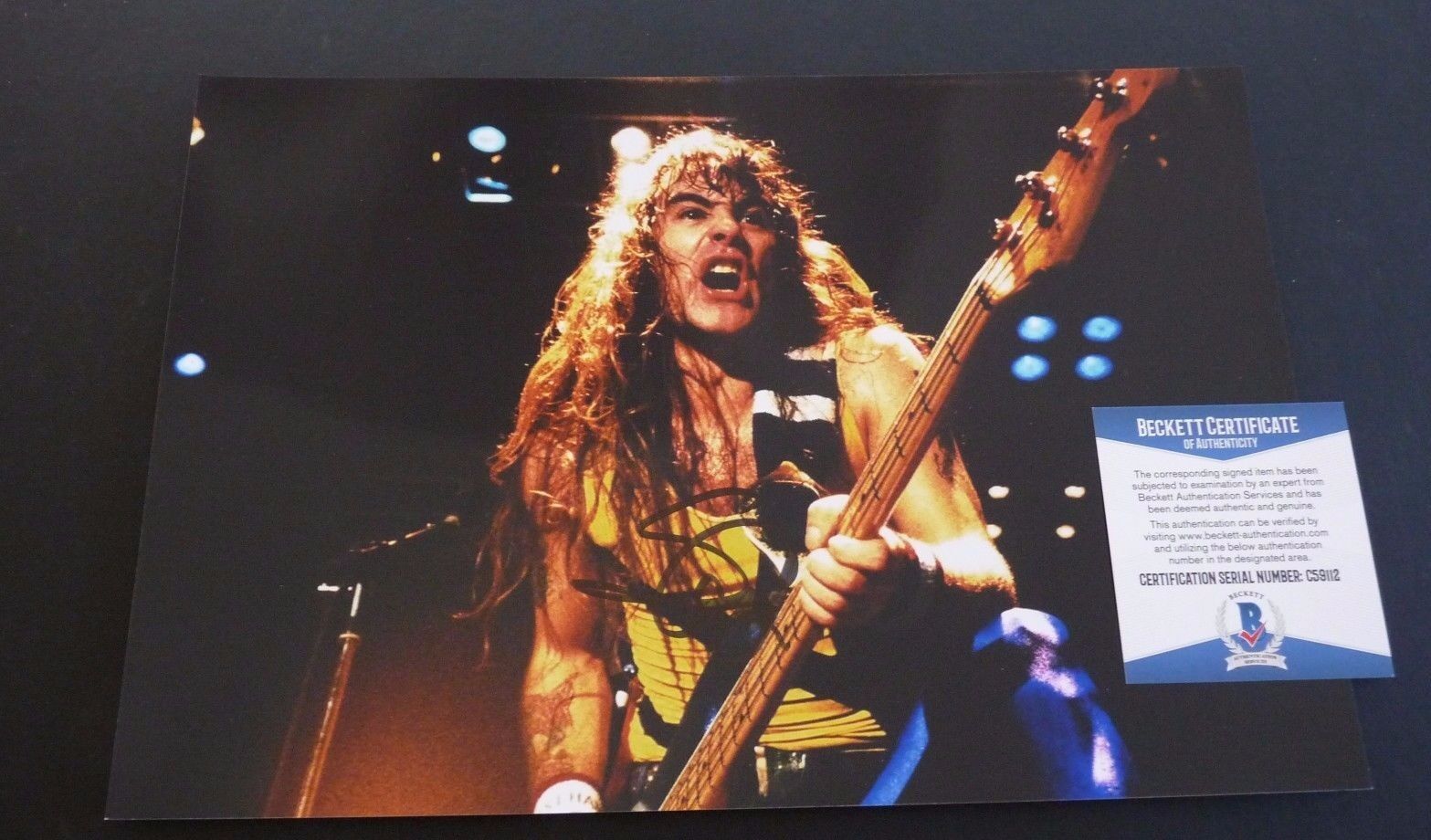 Steve Harris Iron Maiden Signed Live 8x12 Photo Poster painting Beckett Certified #4 F3