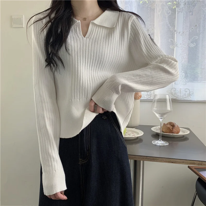 Brownm Brownm POLO Collar Apricot Sweater Female Autumn 2023 New Korean Version With Long-Sleeved Sweater Student Jacket Tide