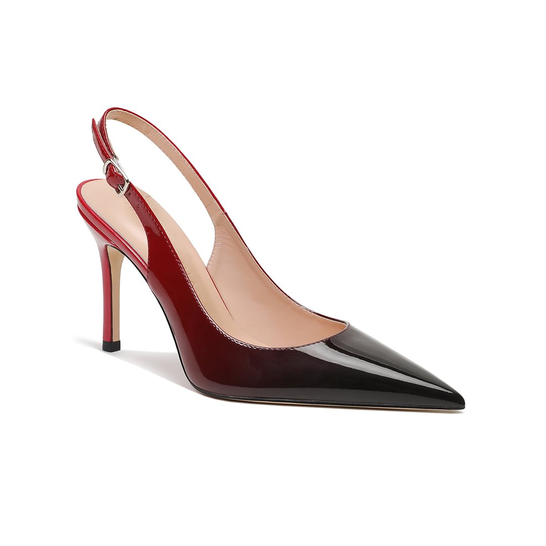 90mm Mid Heels for Women Slingback Pumps Sandals Pointed Toe Pumps -MERUMOTE
