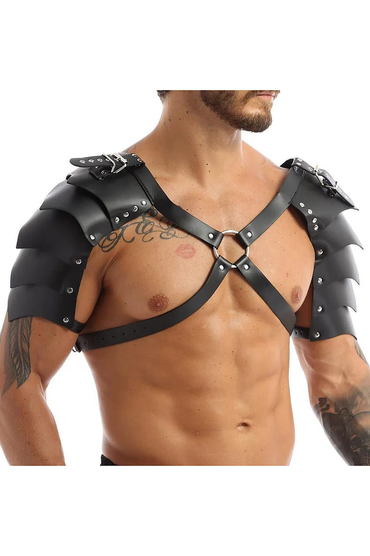 PU Leather Belt Double Shoulder Armors Strap Body Harness