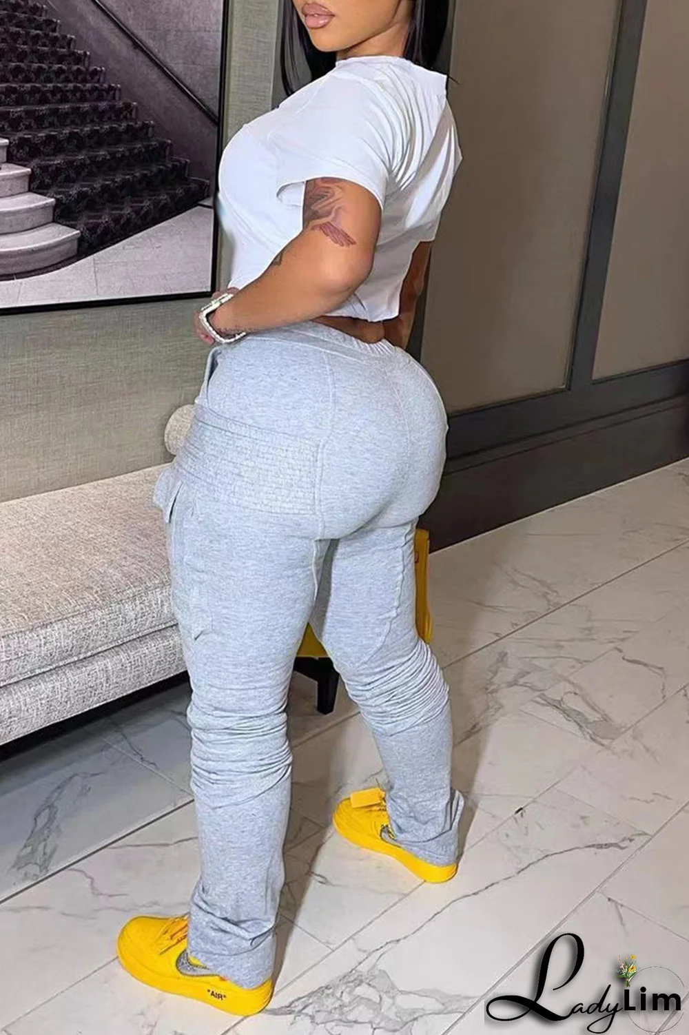 White Fashion Basis Print Letter O Neck T-Shirts