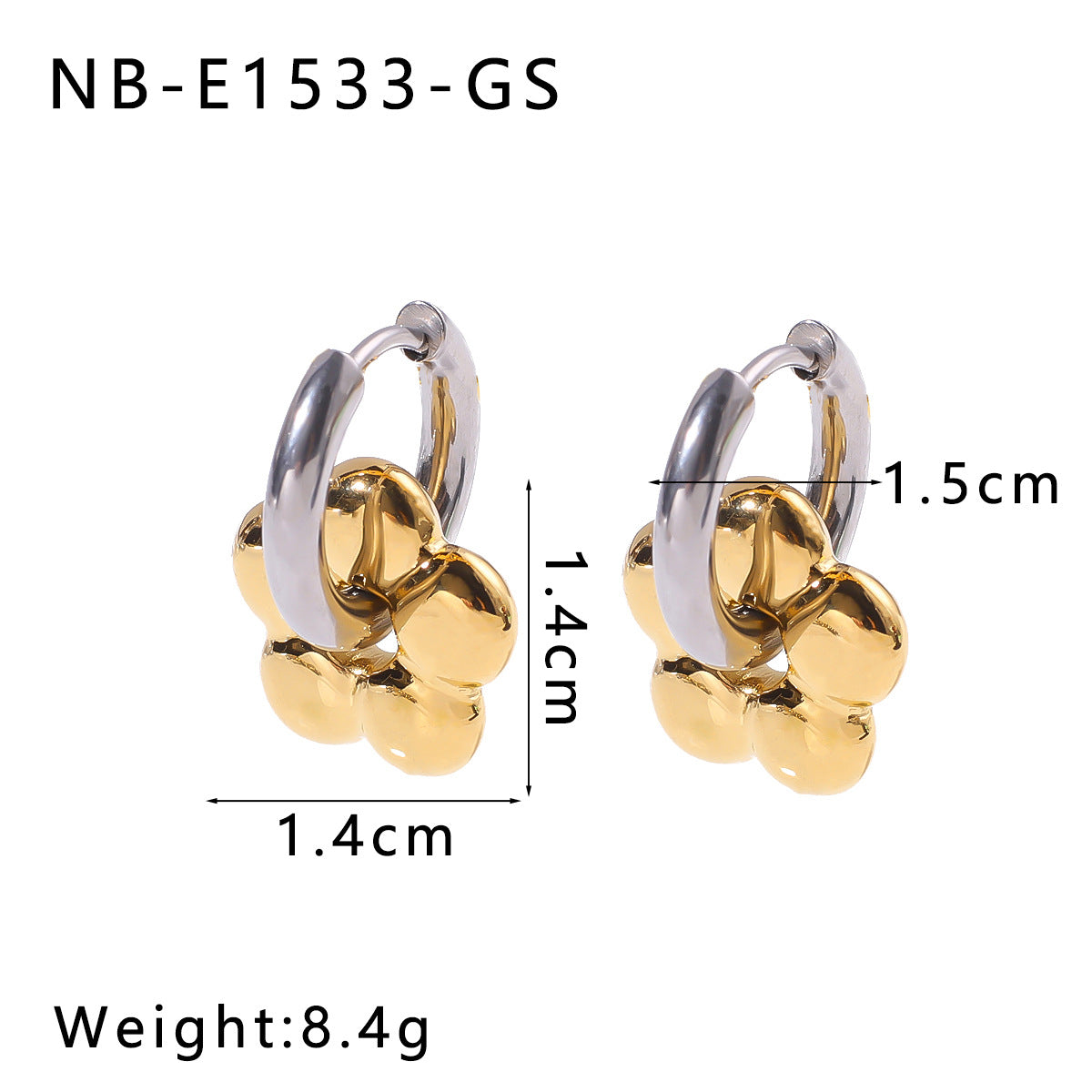 Stainless Steel Earrings For Women Love Heart Flower Crescent Geometric Pendant Earrings Titanium Steel Gold Steel Color Matching Earrings