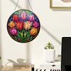 (US Only)Tulips 2D Flat DIY Diamond Art Sun Catcher Hanging Diamond Art Pendant Decor