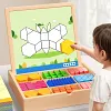 🔥 50% DE R&Eacute;DUCTION ! ✨ Puzzle Magn&eacute;tique en Bois - 180 Pi&egrave;ces G&eacute;om&eacute;triques, Apprentissage STEM, Bo&icirc;te de Rangement Portable 🧲🧩