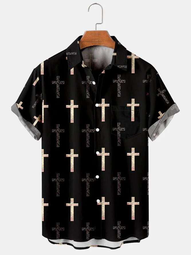 Men's Simple Cross Men's Print Shirt