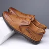 Casual soft sole slip-on trendy leather shoes