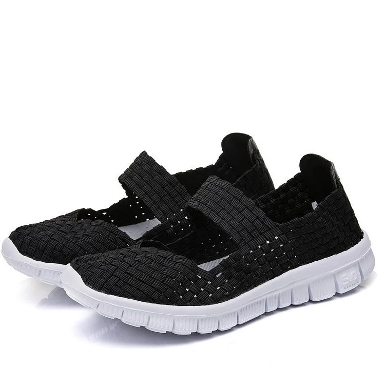 Slip on Women Woven Shoes Light Weight and Elastic Mary Jane Trainers Shoes shopify Stunahome.com