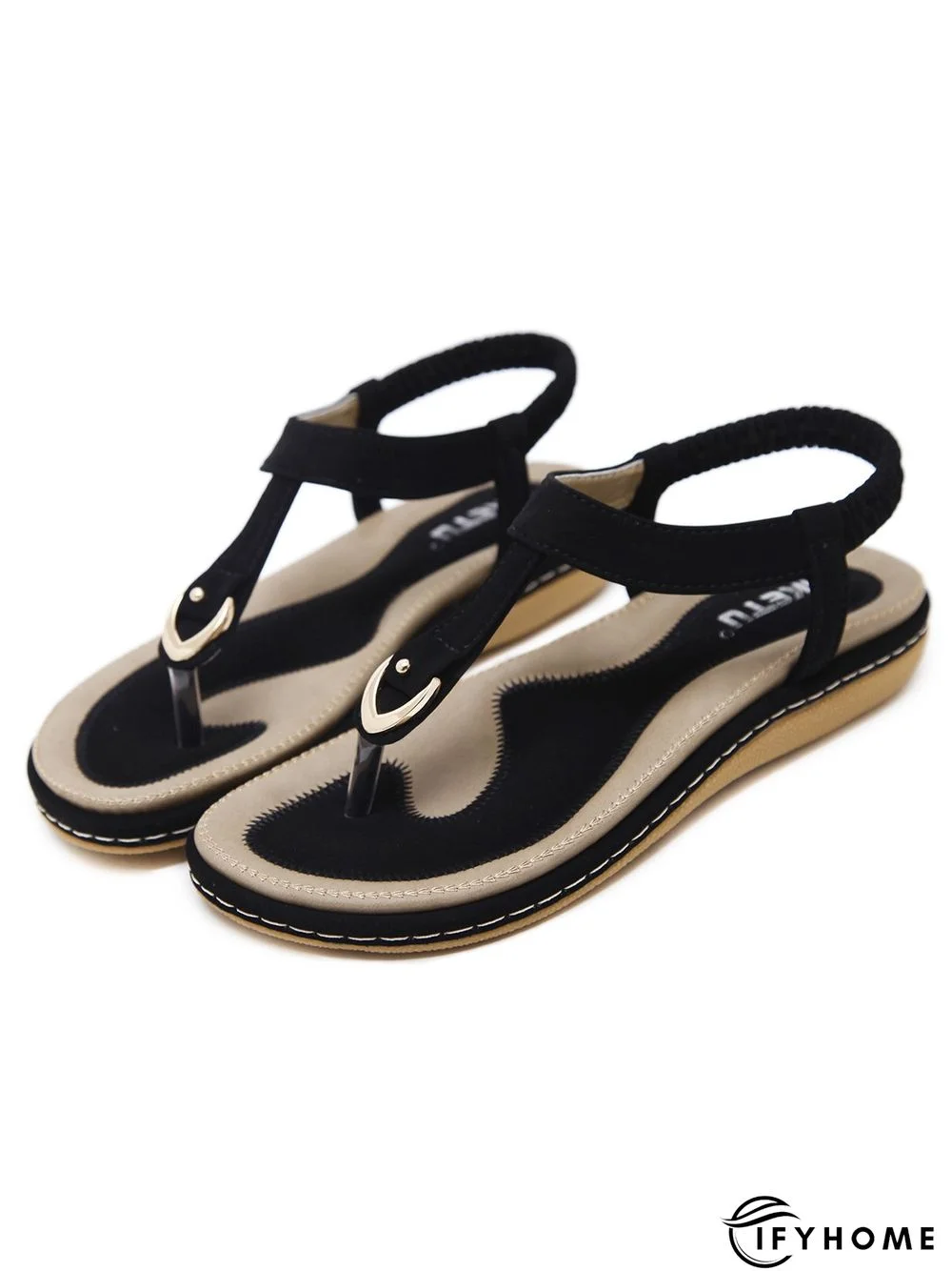 Women's Beach Metal Buckle Trim Flip-On Sandals | IFYHOME