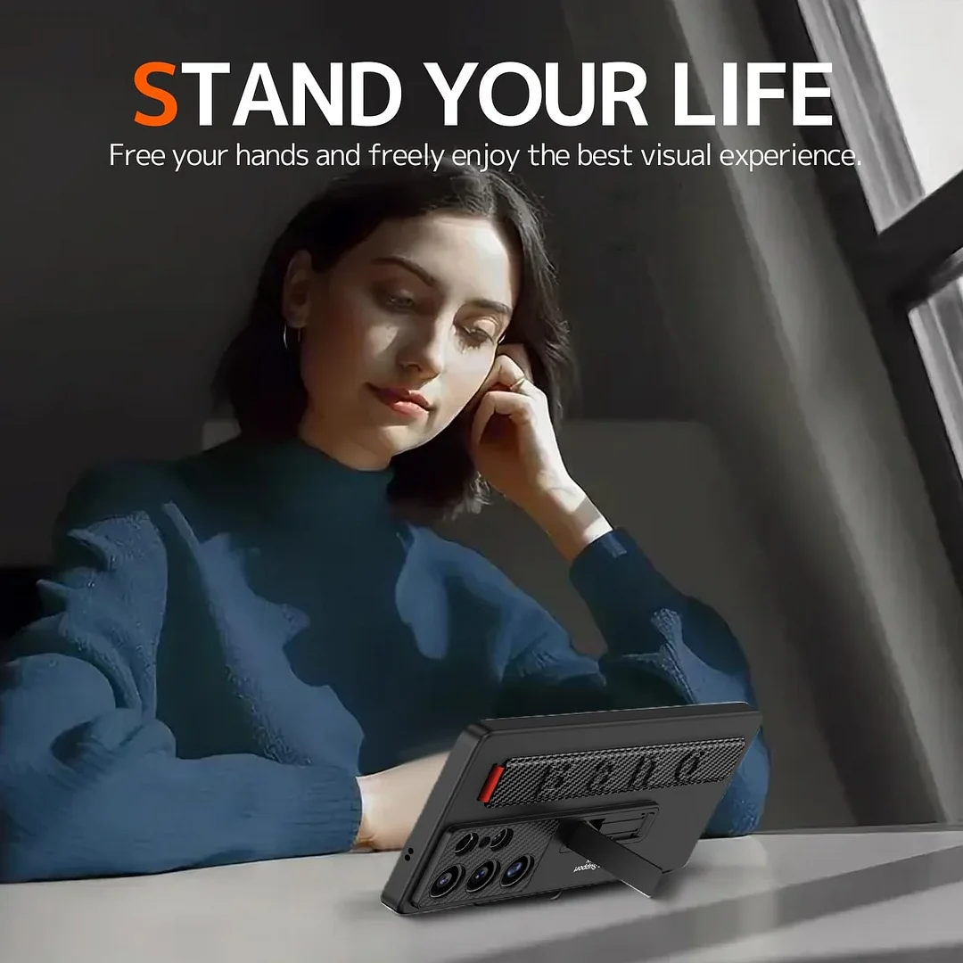 Suitable for S26 Ultra phone case, ultra-thin stand, elastic wrist strap, precision hole, shockproof protective case