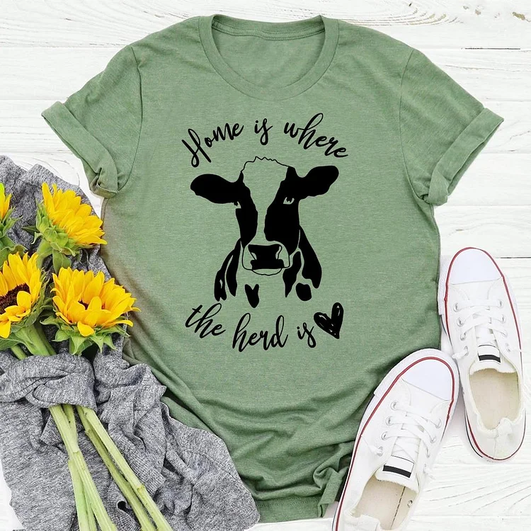 ANB - Home is where the herd is village life Retro Tee -03956