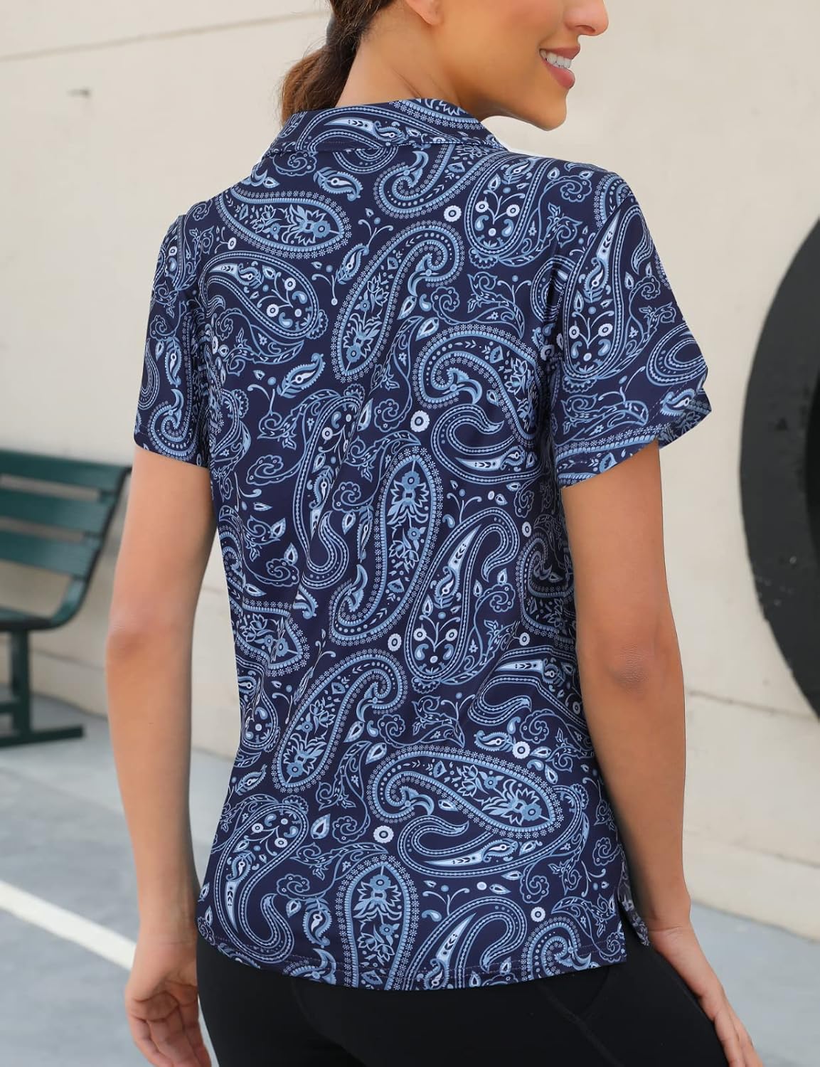 Womens Golf Polo Shirts 1/4 Zip Up Overlap Short Sleeve Quick Dry Workout Tops