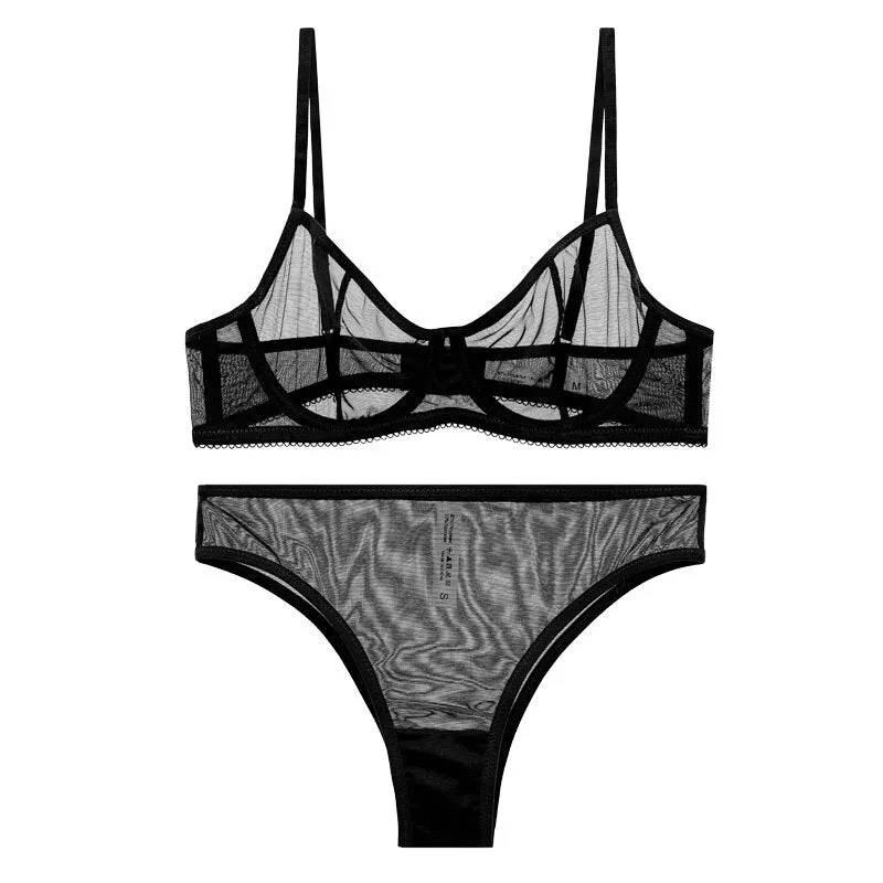 Wriufred Sexually ladies bra briefs set women gathered to prevent sagging and show chest small underwear panties