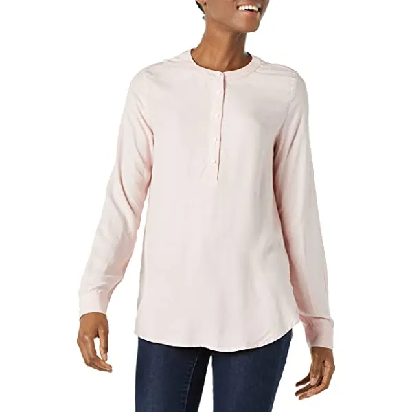 Amazon Essentials Women's Long-Sleeve Woven Blouse Medium French Blue