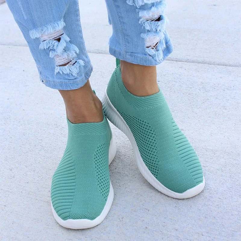 Women Shoes Plus Size 43 Women Vulcanize Shoes Fashion Slip On Sock Shoes Female Mesh White Sneakers Flat Casual Tenis Feminino