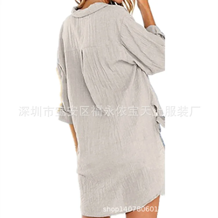 Wongn Wongn / Summer 2024 Women's New Linen Cotton Linen Shirt Irregular Cardigan Women