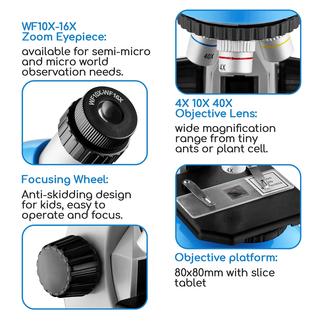 BEBANG 40X640X Microscopes for Kids, Microscope with Slides Kit, Phone