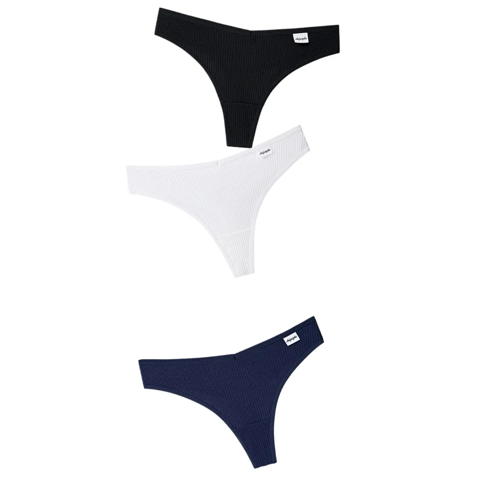 3PCS/Set G-string Panties Cotton Women's Underwear Sexy Panties Female Underpants Thong Solid Color Panty Lingerie T Back Design