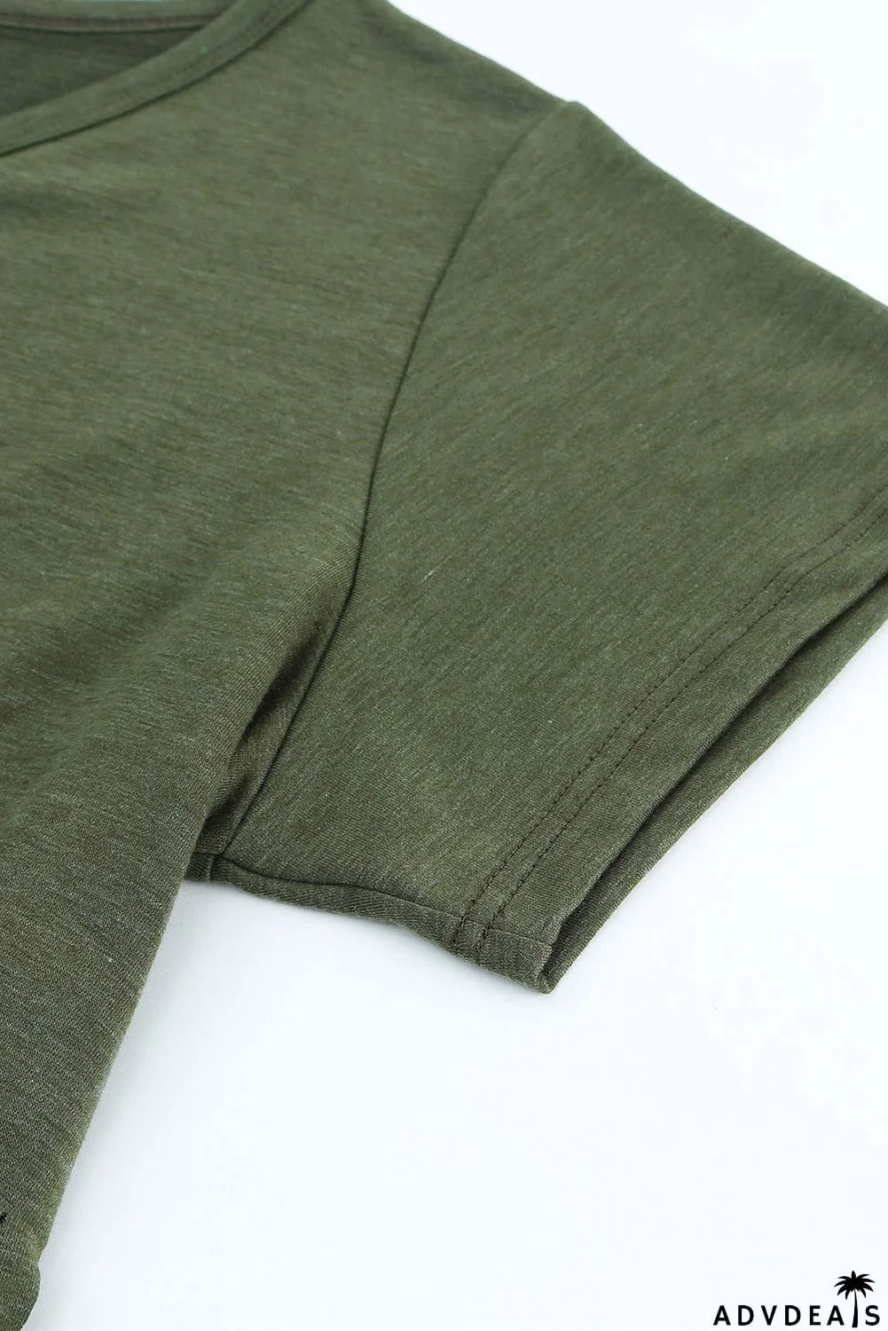 Fringe Hem V Neck T Shirt