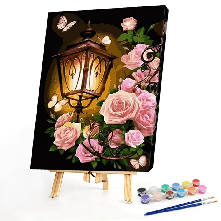 Oil Paint By Numbers - Street Lamp Flowers - 40*50CM